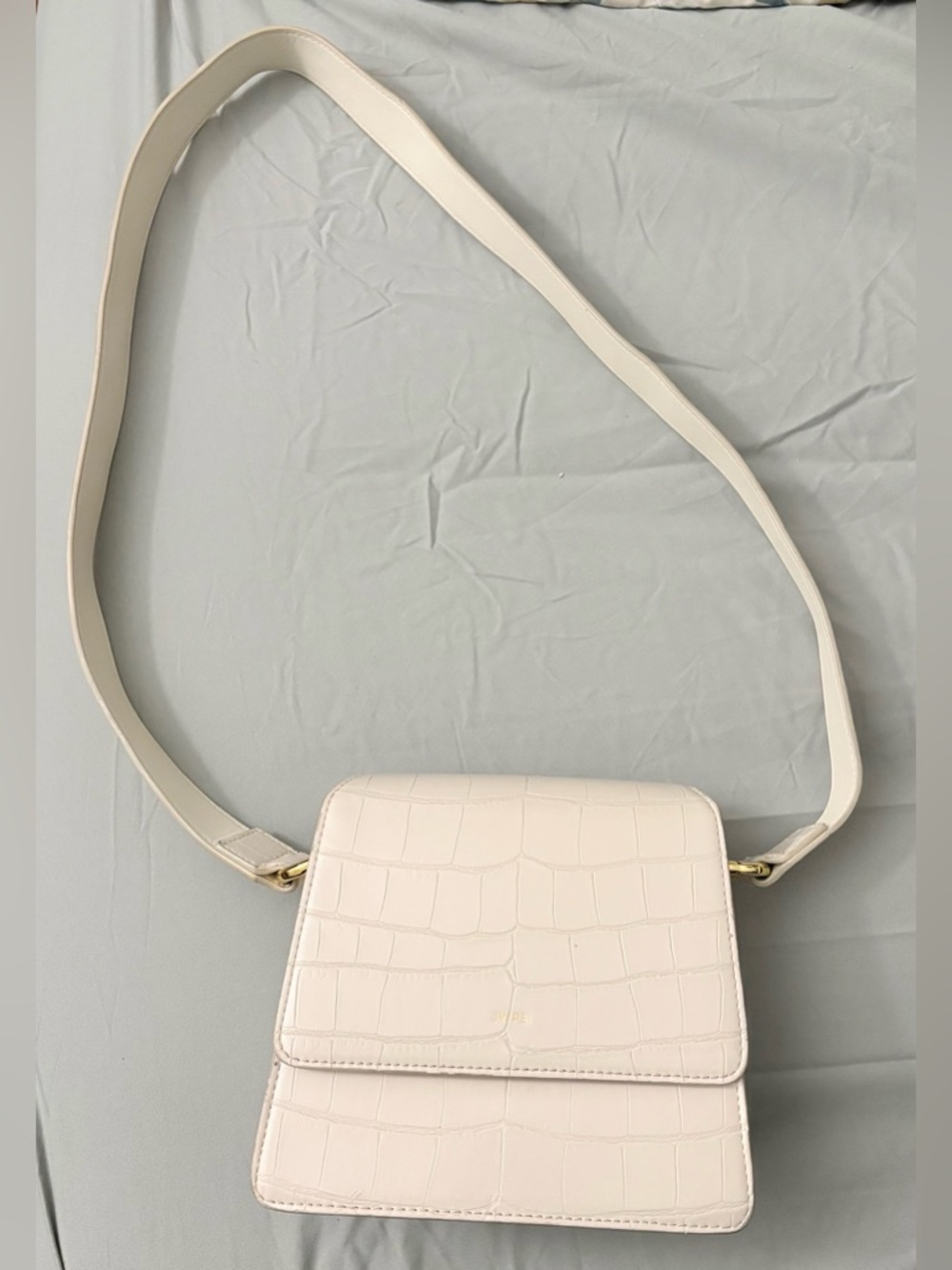 JW PEI Fae Top Handle Crossbody Bag Ivory Croc Vegan Leather